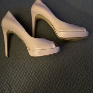 Elegant Pale Pink Peep-Toe Heels